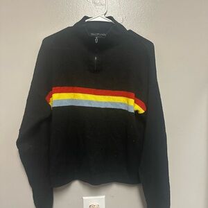 Derek Heart Black Sweater with Colorful Stripes
